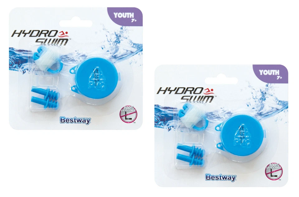 Bestway Swimming Ear Plugs & Nose Clamp for Swim Pool Swim Team X2