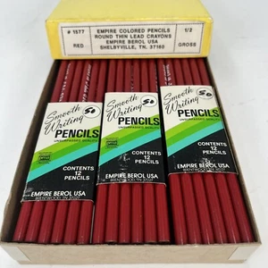 Empire Berol #157 RED Round Pencils 1970’s USA Lot Vintage NOS full Box 72pcs - Picture 1 of 21