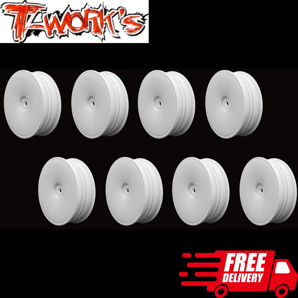 T-work's Narrow Buggy Front Wheels B6.4 B7 RB5 RB6 RB7 YZ2 XB2 12mm (8) White - Image 1 of 1