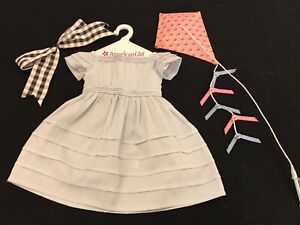 American Girl Doll Outfit Addy Kite Flying Blue Dress And Kite - Rare EUC