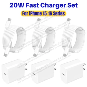 3Pack 20W PD Fast Wall Charger USC C to Type C Cable For iPhone 15 16Pro Samsung - Picture 1 of 16