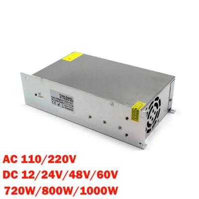 Fuente de alimentación conmutada metálica 720W 800W 1000W AC110V/220V a DC 12V/24V/48V/60V Foto 1 de 4