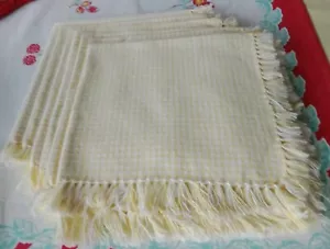 6 tovaglioli in stoffa gingham giallo e bianco VNTG quadrati 15" con nappe picnic estivo - Foto 1 di 6