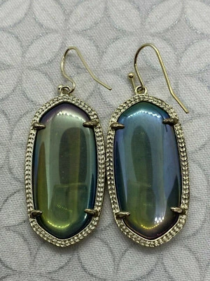 Серьги Kendra Scott Elle золотистые мистическое радужное стекло б/у - Изображение 1 из 4