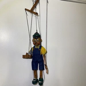 VINTAGE PUPPET MARIONETTE WOOD WOODEN PINOCCHIO HANDMADE DOLL DISNEY CHARACTER - Picture 1 of 7