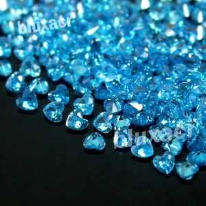 10 Pcs of Lot 1.50 mm Heart Loose VVS1 Fancy Blue Color Diamond Excellent Cut - Picture 1 of 9