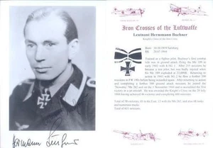 SPGL02 Luftwaffe German Fighter photo signed BUCHNER KC Me 262 Jet ace - Picture 1 of 1