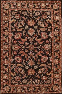 Indoor Area Rug, Black Multicolor Floral Rug Hand-Tufted Wool Oriental - Image 1 of 4