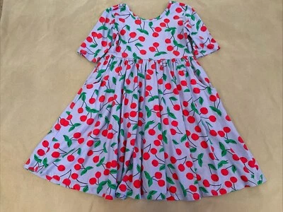 Hanna Andersson Girls Twirl Skater Cherries Dress 150 Girls - Image 1 of 4