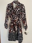 Womans  Elegant Trench Coat Knee Length With Belt  Leopard Print  (size 12 )