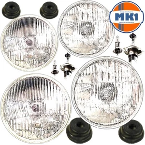 5&3/4" LHD CLASSIC CAR INNER & OUTER HEADLAMPS HEADLIGHTS HALOGEN H1 H4 SET LHD - Picture 1 of 1