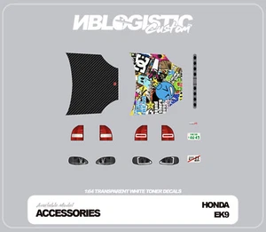 Hot wheels 1/64 Custom White Toner Universal Decals accesories for honda ek9 - Picture 1 of 3