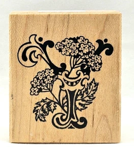 PSX Letter Y Yarrow Botanical Floral Monogram Initial Rubber Stamp F-1124 Vtg - Picture 1 of 2