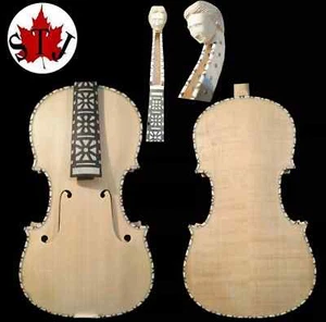 Unvollendete 4/4 Violine 4*5 Saiten weiß Hardanger Geige, Flammen Ahorn Boden - Bild 1 von 8