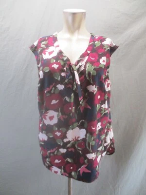 全新无标签 MERONA 尺码 2XL 女式花卉 V 领领带无袖轻便衬衫 562 — 第 1/4 张图片