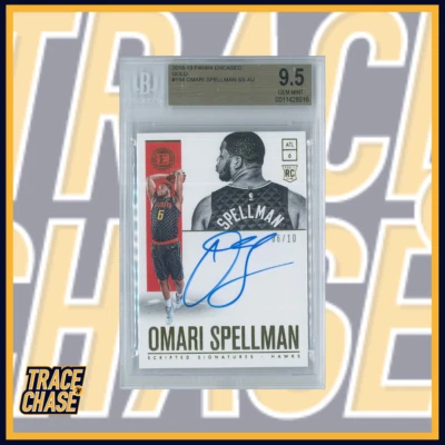 2018-19 Panini Encased Omari Spellman Rookie Scripted Signatures Gold /10 BGS9.5 - Image 1 of 3