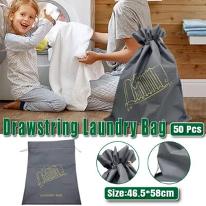 50PCS Large Laundry Bag Travel Drawstring Bags For Dirty Clothes Gym Washable AU - Picture 1 of 13