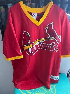 Vintage Majestic St. Louis Cardinals Pujols Red Pull Over Jersey MLB Y2K Sz XXL - Picture 1 of 11
