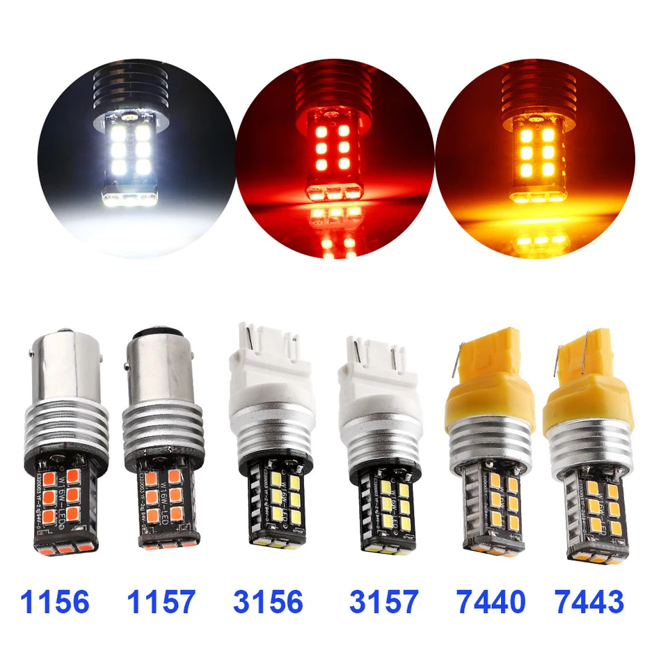 2Pcs 1156 1157 3156 3157 7440 7443 15SMD 2835 Led Canbus Error Free Lamp 12V 24V - Image 1 of 4