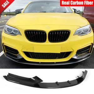 For BMW 2 Series F22 M235i M-Sport 2014-19 Real Carbon Front Bumper Lip Spoiler - Picture 1 of 12