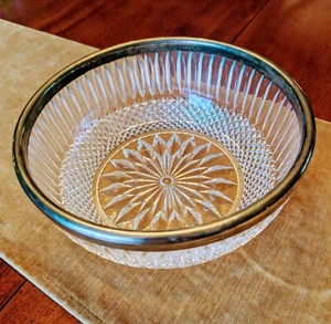 Vintage Cut Crystal Silver Rim Bowl 9 inch Diameter-3.75 inch Height-Gorgeous! - Picture 1 of 6