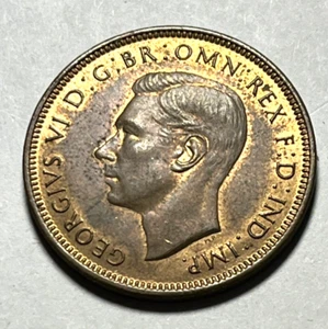 1943 BRITISH HALF PENNY KING GEORGE VI WORLD WAR II ERA AU - Picture 1 of 2
