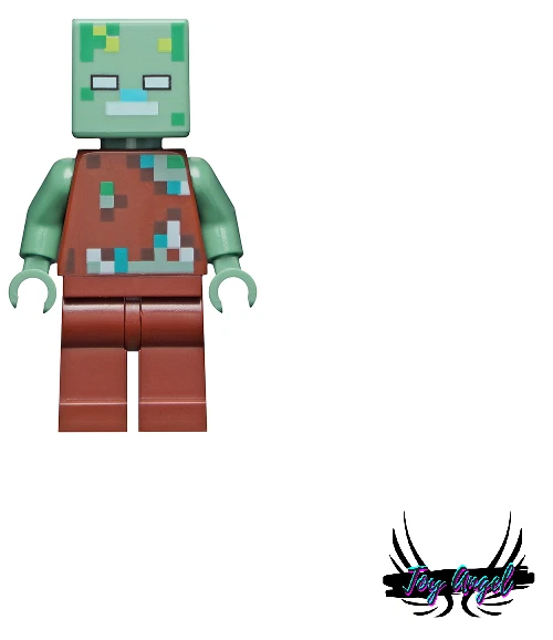 Lego -  Minifigur - Minecraft " Drowned Zombie - / MIN088 " mit Zubehör  NEU - Bild 1 von 1