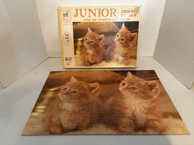 Vintage Milton Bradley 1968 Junior Jigsaw Puzzle Orange Cats - Image 1 of 4
