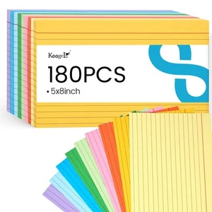180PCS Ruled Index Cards, Lined Index Cards Neon Color Flash Cards Note Cards... - Picture 1 of 6