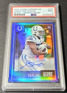 Jonathan Taylor Jersey #28 /35 Blue Prizm Rookie Auto 2020 Score Artist RC PSA 9 - Picture 1 of 2