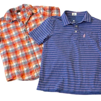 Boys Jonnie-O Polo Shirt Hangin Out Tea Plaid Button Up 8 Dress Shirts Summer - Image 1 of 4