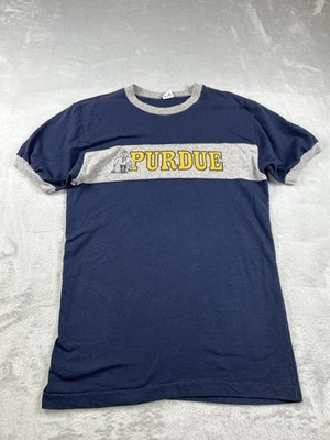 Camisa masculina vintage Champion Ringer anos 70 Purdue Boilermakers grande NCAA - Imagem 1 de 4