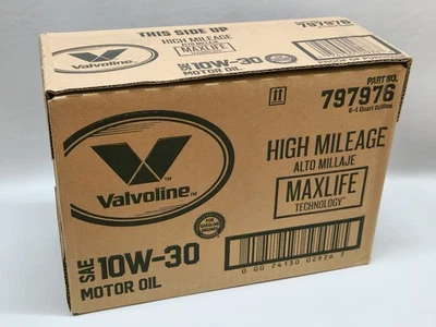 Mezcla sintética Valvoline alto kilometraje MaxLife 10W-30 1 cuarto (paquete de 6) Foto 1 de 2