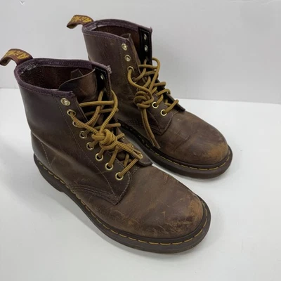 Botas Dr Martens 1460 Crazy Horse Cuero Marrón Talla 39 W8 M7 Cordones Amarillos Foto 1 de 4