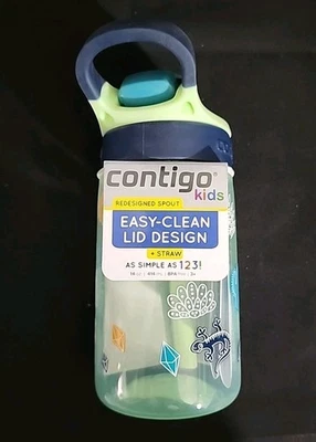 Garrafa de água de plástico Contigo Kids com tampa de palha BICO redesenhada fácil de limpar - Imagem 1 de 4