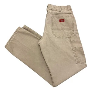Dickies Carpenter Jeans Relaxed Fit Beige Mens 34W 34L 100% Cotton Canvas - Picture 1 of 17