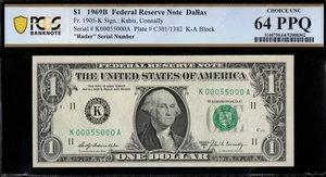 1969B $1 FRN K00055000A P.C.G.S #64PPQ - Picture 1 of 3