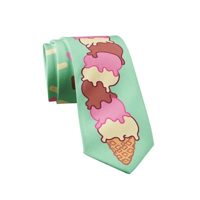 Ice Cream Tie Funny Sweet Treat Graphic Novelty Necktie - Image 1 of 4