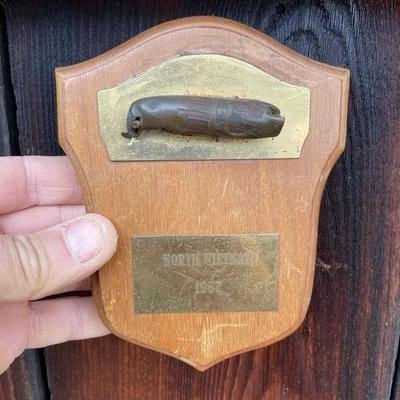 Vintage 1967 North Viet Nam War Bullet Shrapnel Wall Plaque Display - Image 1 of 4