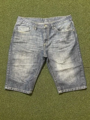 Pantalones Cortos Vaqueros Route 66 Para Hombre Azul Denim, Vintage, Trabajo Carpintero Sueltos Bordados Foto 1 de 4