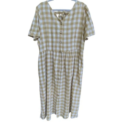 Vestido para mujer Hayden Buffalo estampado a cuadros talla 1XL NUEVO CON ETIQUETAS Cottagecore 100 % algodón Foto 1 de 4