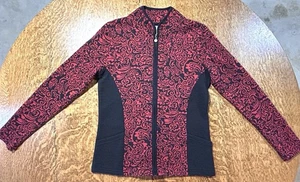 Sahalie rot schwarz Paisley Reißverschluss Langarm Jacke Stretch Athleisure • Small - Bild 1 von 10
