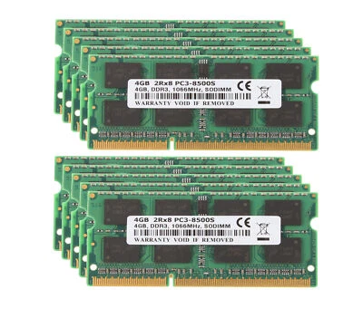 40 GB DDR3 RAM 10X 4 GB RAM PC3-8500 1066MHz 204Pin SODIMM Laptop Memory NONECC - Image 1 of 4