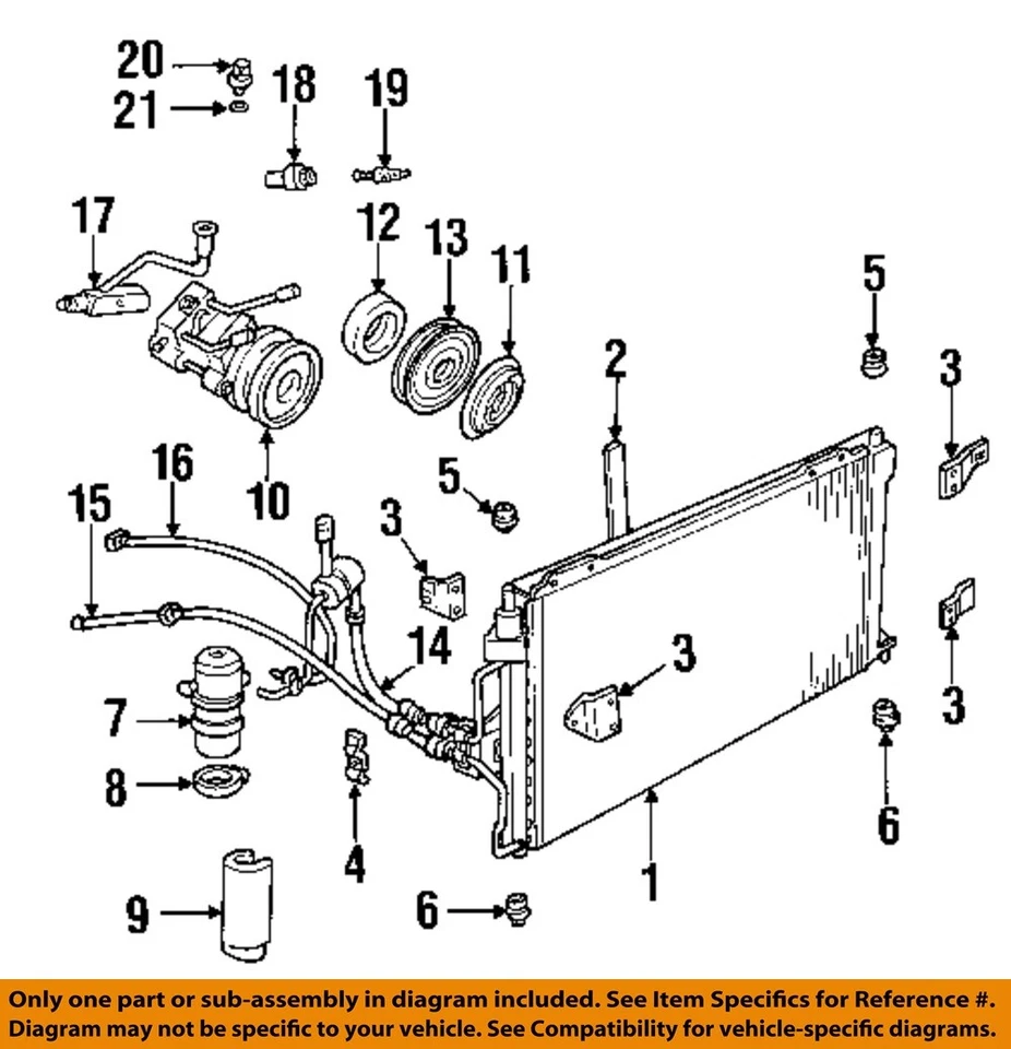 FORD OEM 98-02 Crown Victoria Condenser, Compressor Lines-Hose 1W1Z19867AB - Image 1 of 1