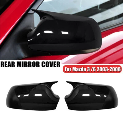 Tapa de cubierta de espejo retrovisor lateral estilo bocina OX negro brillante para Mazda 3 6 2003-2008 Foto 1 de 4