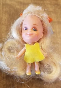 Liddle Kiddles Blonde Tiny Doll Yellow Dress Orange Bow Mattel Free Shipping - Picture 1 of 10