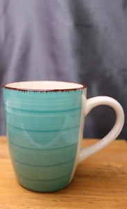 Royal Norfolk Turquoise Swirl Coffee Mug Brown Trim - Picture 1 of 5