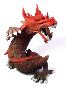 Hand made & Painted Spiral Red Dragon Figurine Sculpture Home Decor Vintage Nos - Picture 1 of 7
