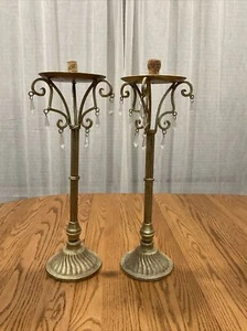 2 pz Candelabro portacandele a colonna 18" con cristalli acrilici centropezzo - Foto 1 di 9