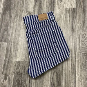 AMERICAN EAGLE Next Level Stretch Blue/White Denim Shortie Shorts Women's Size 4 - Picture 1 of 9